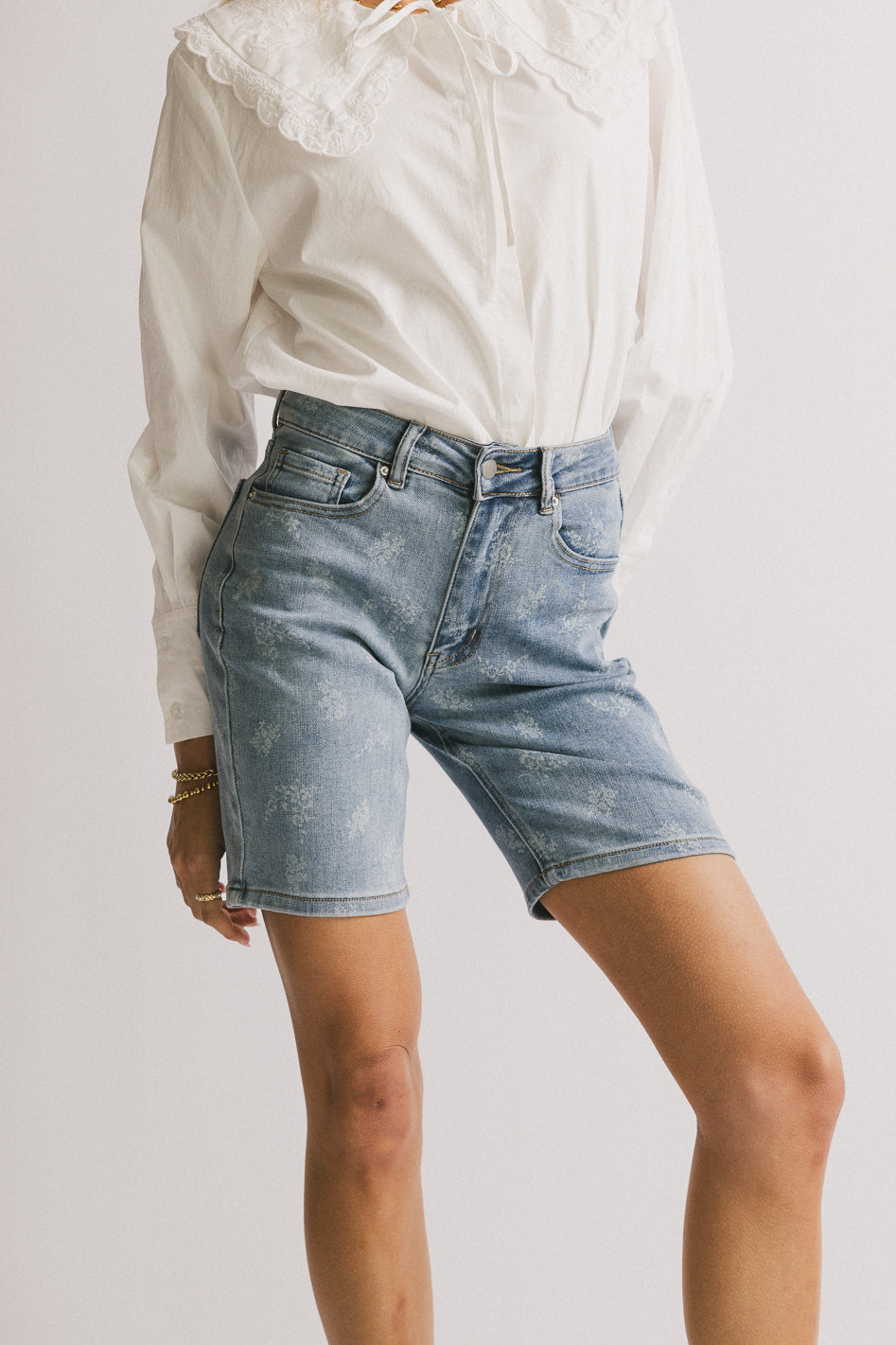 Alexsis Floral Denim Shorts for Women - High Waisted Summer Shorts with Pockets | Casual Outfit, Beach Wear, Street Style Fashion