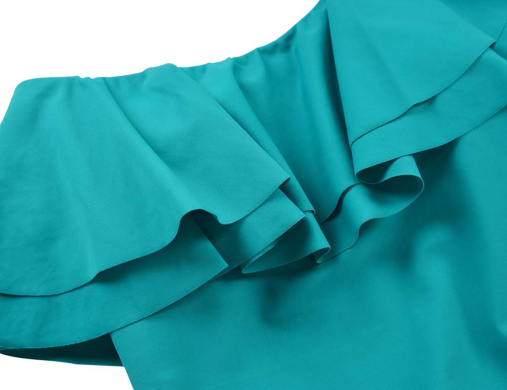 Hilor One Shoulder Swimwear - Asymmetric Ruffled One Piece for Women | Beach & Pool