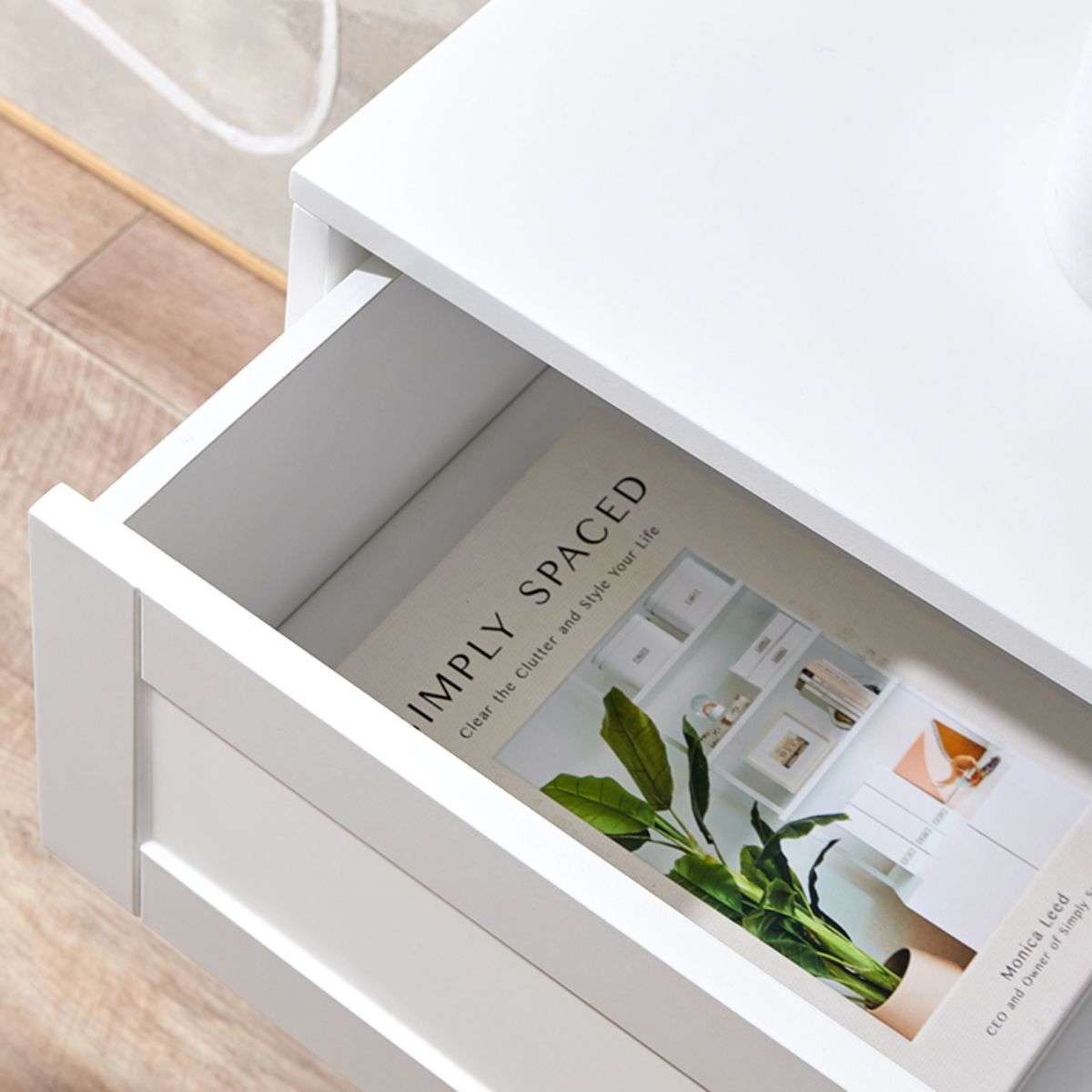 Modern White Eros Bedside Table - Nightstand with Drawer for Bedroom, Living Room, or Office - Stylish & Functional Home Decor Furniture
