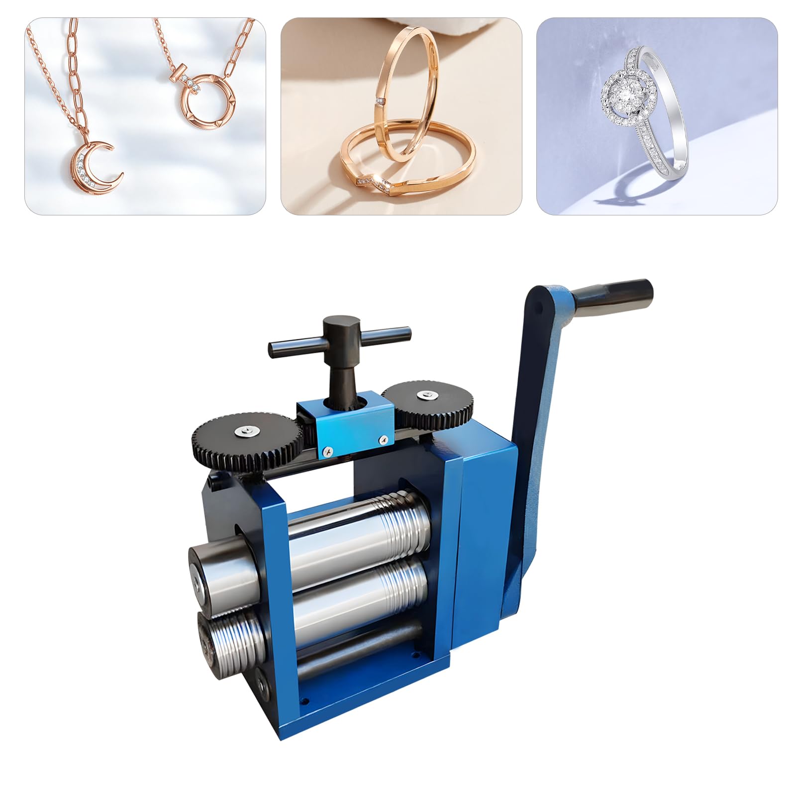LOYALHEARTDY Manual Jewelry Rolling Mill Machine - Metal Sheet, Wire & Flat Pressing Tool for Jewelry Making, DIY Craft & Metalworking | Perfect for Goldsmiths, Hobbyists & Professional Jewelers