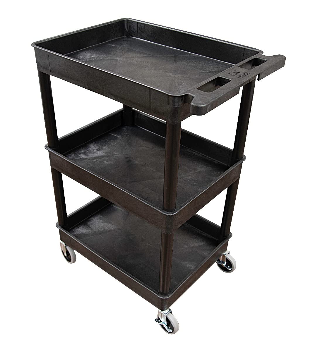 FSE Luxor 373-STC111-B 3-Tier Rolling Utility Tub Cart with Wheels - Heavy Duty Stainless Steel Shelving for Kitchen, Laundry, or Commercial Use