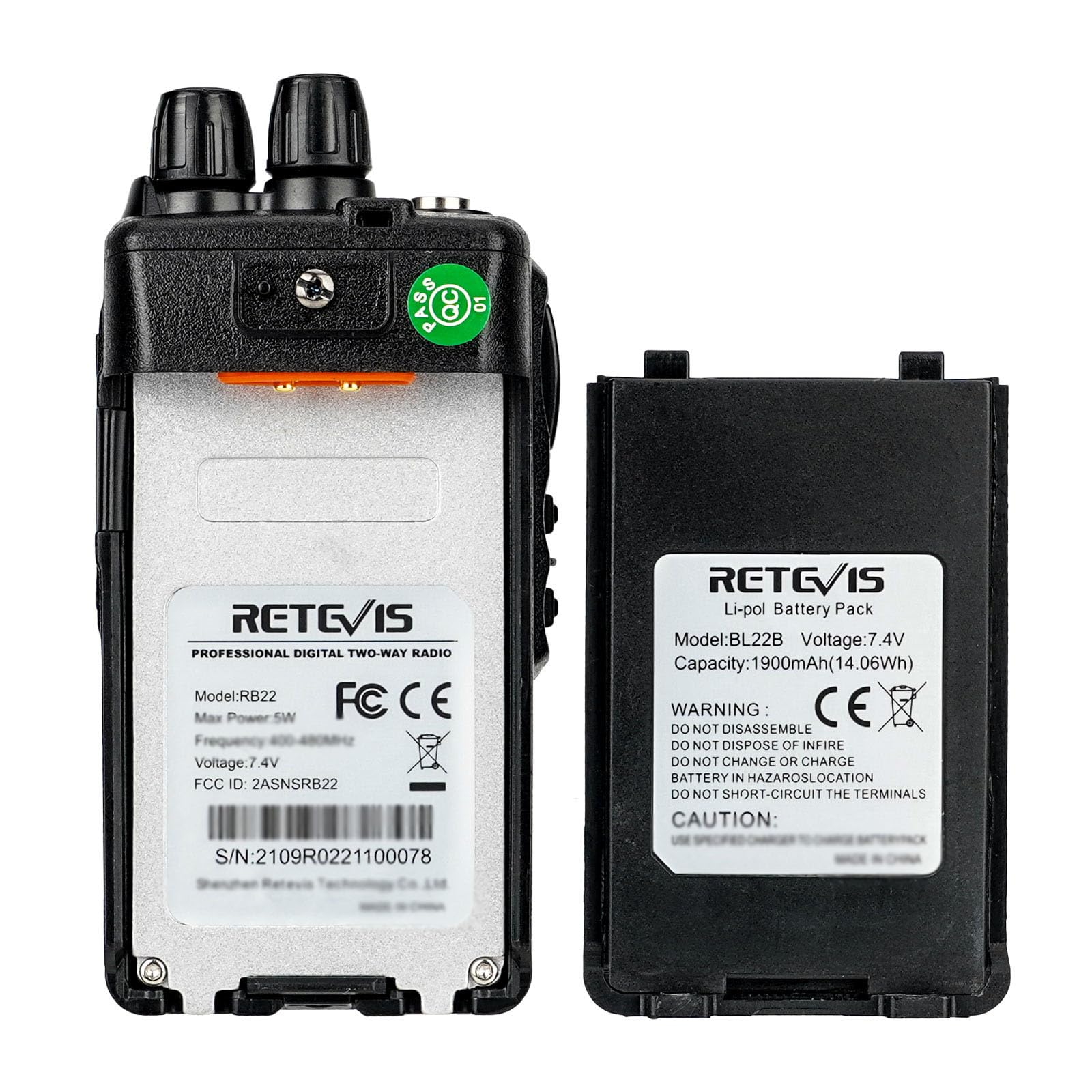 Retevis RB22 DMR Handheld Two-Way Radio - 4000 Channel Digital/Analog Walkie Talkie with IP66 Waterproof, TDMA & SMS - Professional Business Communication (2 Pack) for Construction, Security & Outdoor Adventures