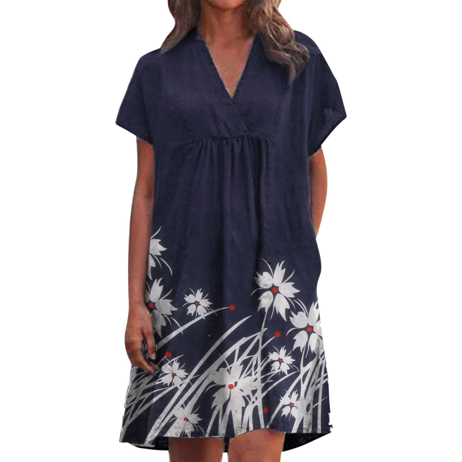 Women's Flowy Maxi Sundress - V-Neck Boho Print Casual Summer & Spring Dress | Perfect for Beach Vacations, Outdoor Parties & Everyday Wear