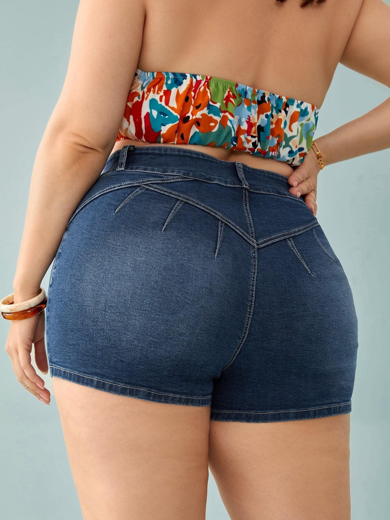 MQQYLBHDS Women's Ripped Denim Shorts - Distressed Washed Jean Shorts with Slant Pockets & Rolled Hem (Medium Wash, Size 0XL) | Casual Summer Outfits, Beach Wear, Street Style Fashion