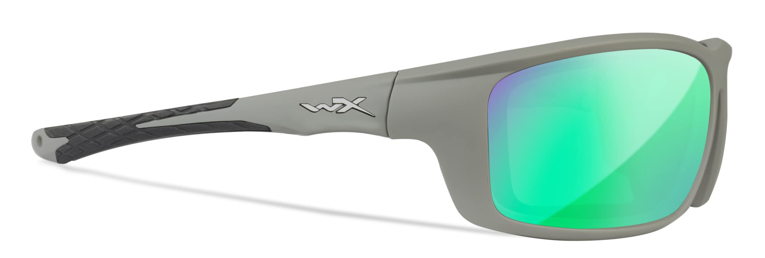 Wiley X WX Grid Captivate Polarized Safety Sunglasses for Men & Women - UV400 Protection, Matte Cool Grey Frame with Green Mirror Lenses - Ideal for Shooting, Fishing, Biking, Running & Outdoor Sports