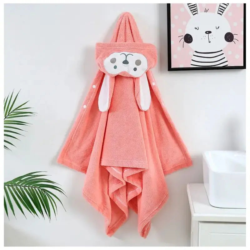Soft Coral Fleece Hooded Towel for Kids & Baby - Warm & Absorbent Poncho Towel for Bath, Beach, and Swimming Pool Use