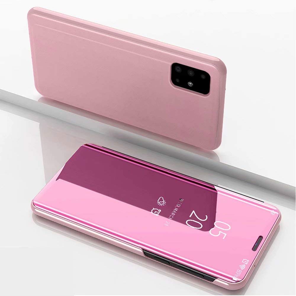 Premium Mirror Flip Case for iPhone 11 Pro Max - Rose Gold Stand Cover with Shockproof Protection | Stylish PC/PU Translucent Design | Perfect for Work, Travel & Everyday Use