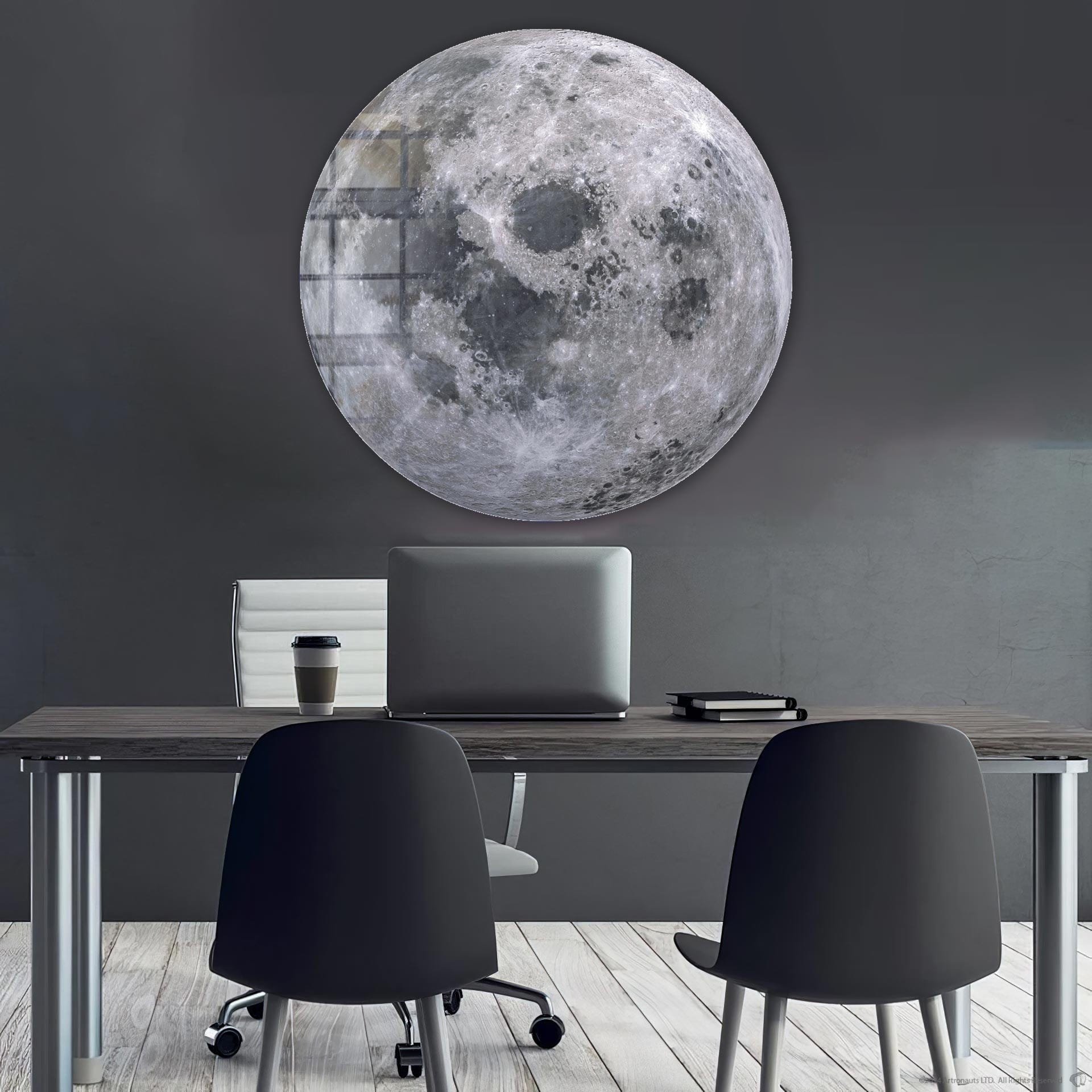 Round Moon Glass Wall Art - Elegant Home Decor for Living Room, Bedroom & Office - Perfect for Modern & Boho Interior Design
