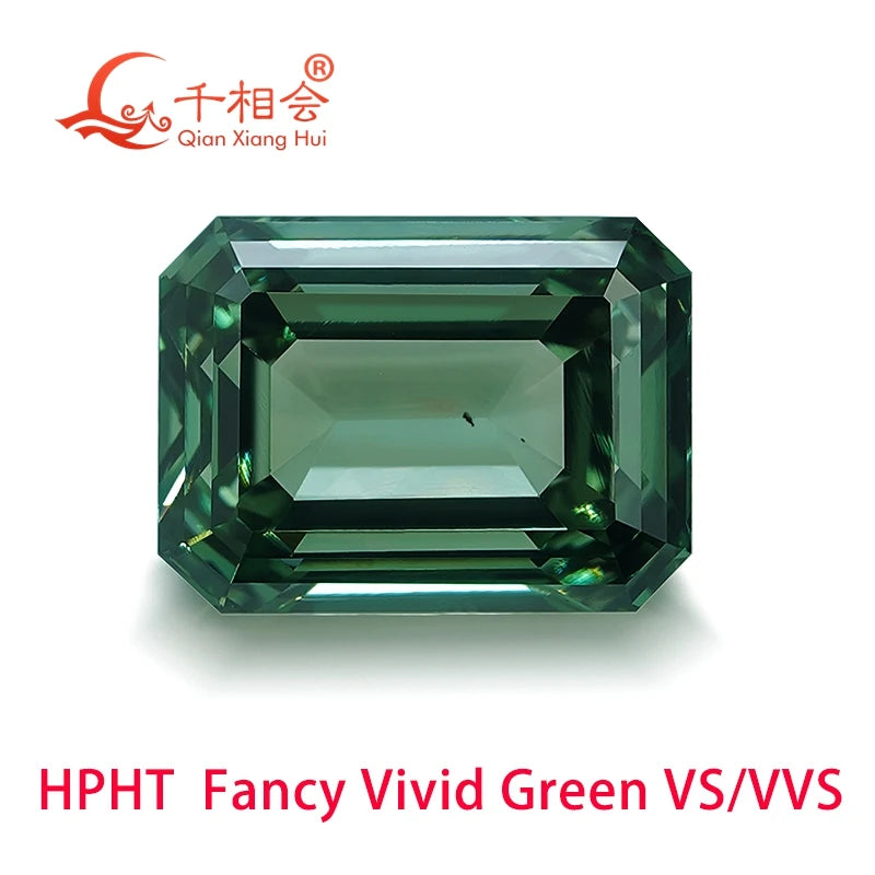 HPHT Lab-Grown Diamond - 0.5ct & 1.6ct Fancy Vivid Green Emerald Cut - VVS/VS Clarity - GEMID Certified Loose Stone for Jewelry Making & Engagement Rings