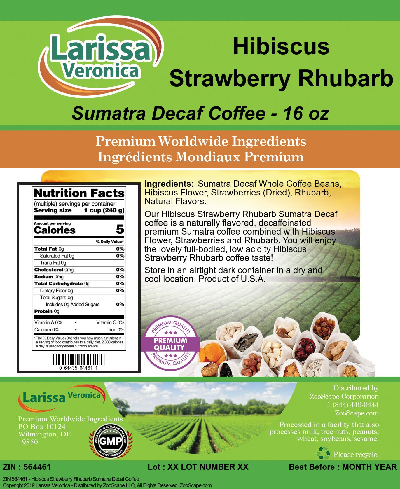 **Sumatra Decaf Coffee Beans - Premium Hibiscus Strawberry Rhubarb Flavored Whole Bean Coffee (16 oz, 3-Pack) - Gourmet Natural Coffee for Gifts, Morning Brew & Afternoon Tea - Perfect for Home, Office & Coffee Lovers**