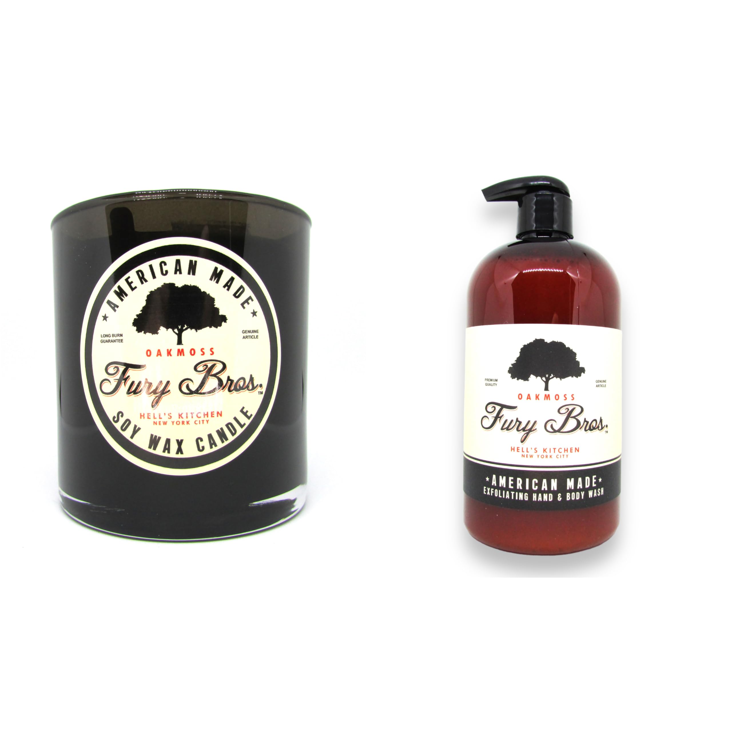 Black Series Scented Candle & Exfoliating Hand Body Wash Bundle - All-Natural Soy Wax Candle (9 oz, 60-70 Hour Burn) & Oakmoss Body Wash (16 oz) | Made in USA | Perfect for Relaxation, Spa Days & Home Fragrance