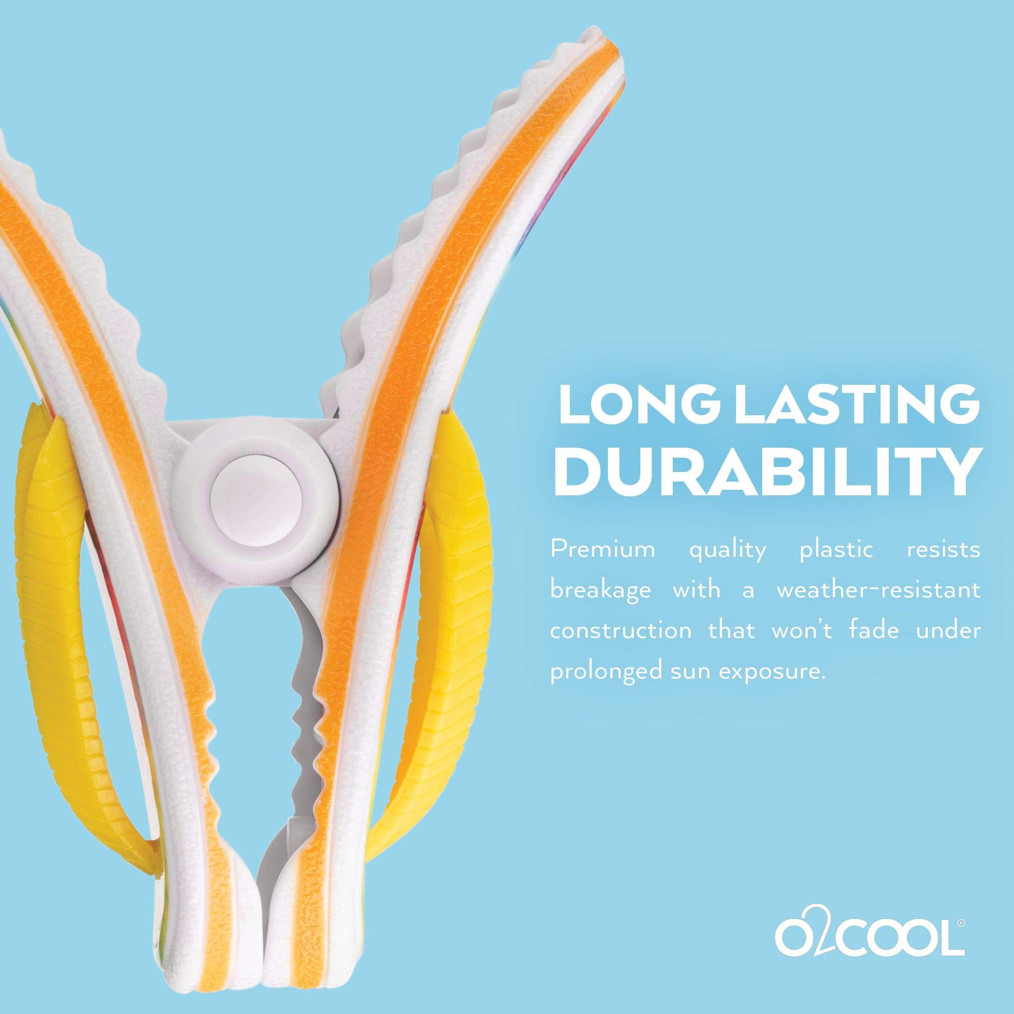 O2COOL Boca Clips - 2-Pack Beach Towel Clips for Chairs, Pool & Patio Accessories, Strong Clothes Pins for Bags, Blankets & Outdoor Gear (Tie Dye Flip Flop Design) - Perfect for Beach, Poolside & Backyard Relaxation