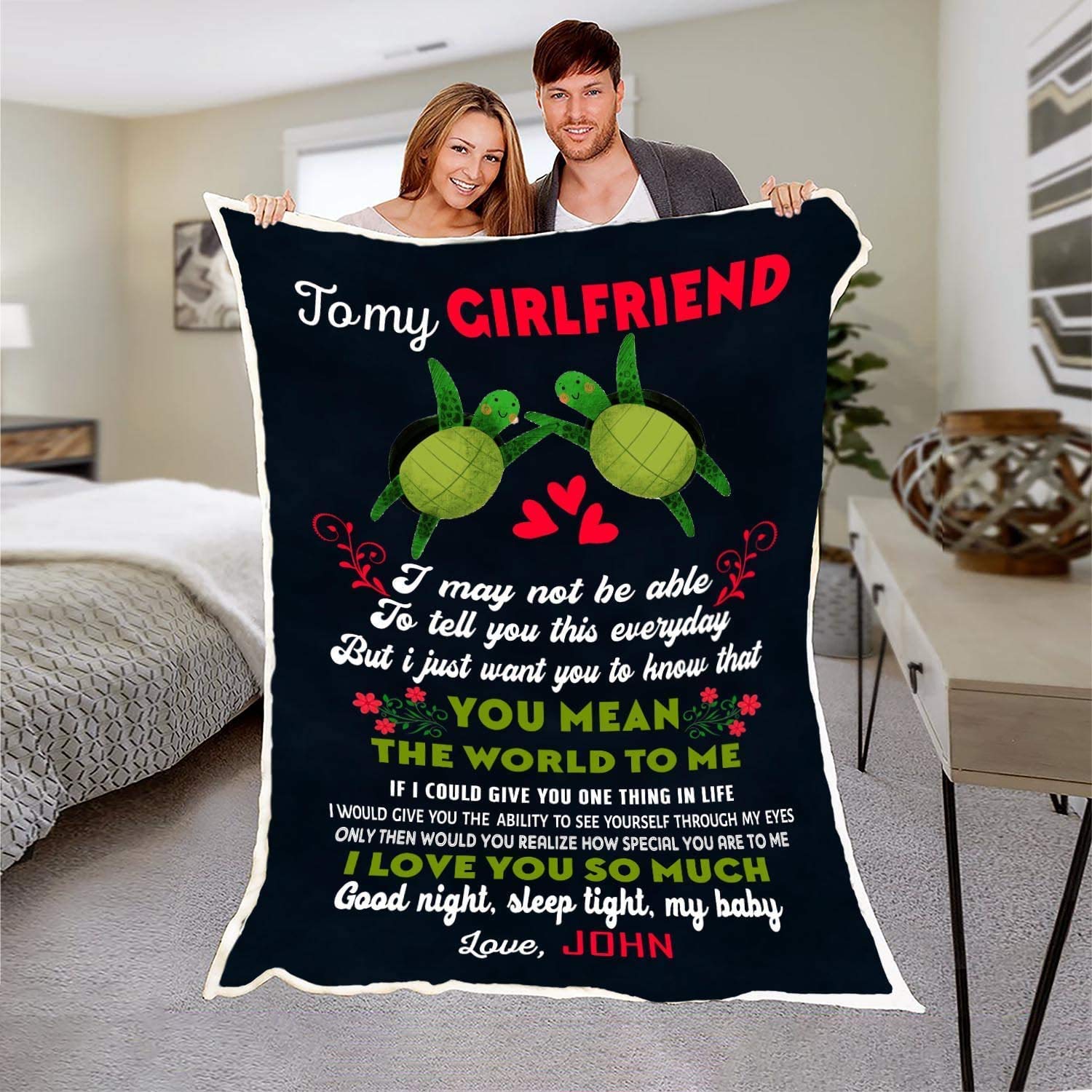 Supersoft Customized Blanket for Girlfriend - Personalized Anniversary & Valentine's Day Gift with Inspirational Quotes - 60x80 Inch Cozy Throw Blanket for Couples, Best Friend, Wife - Perfect for Cuddling, Movie Nights & Romantic Surprises