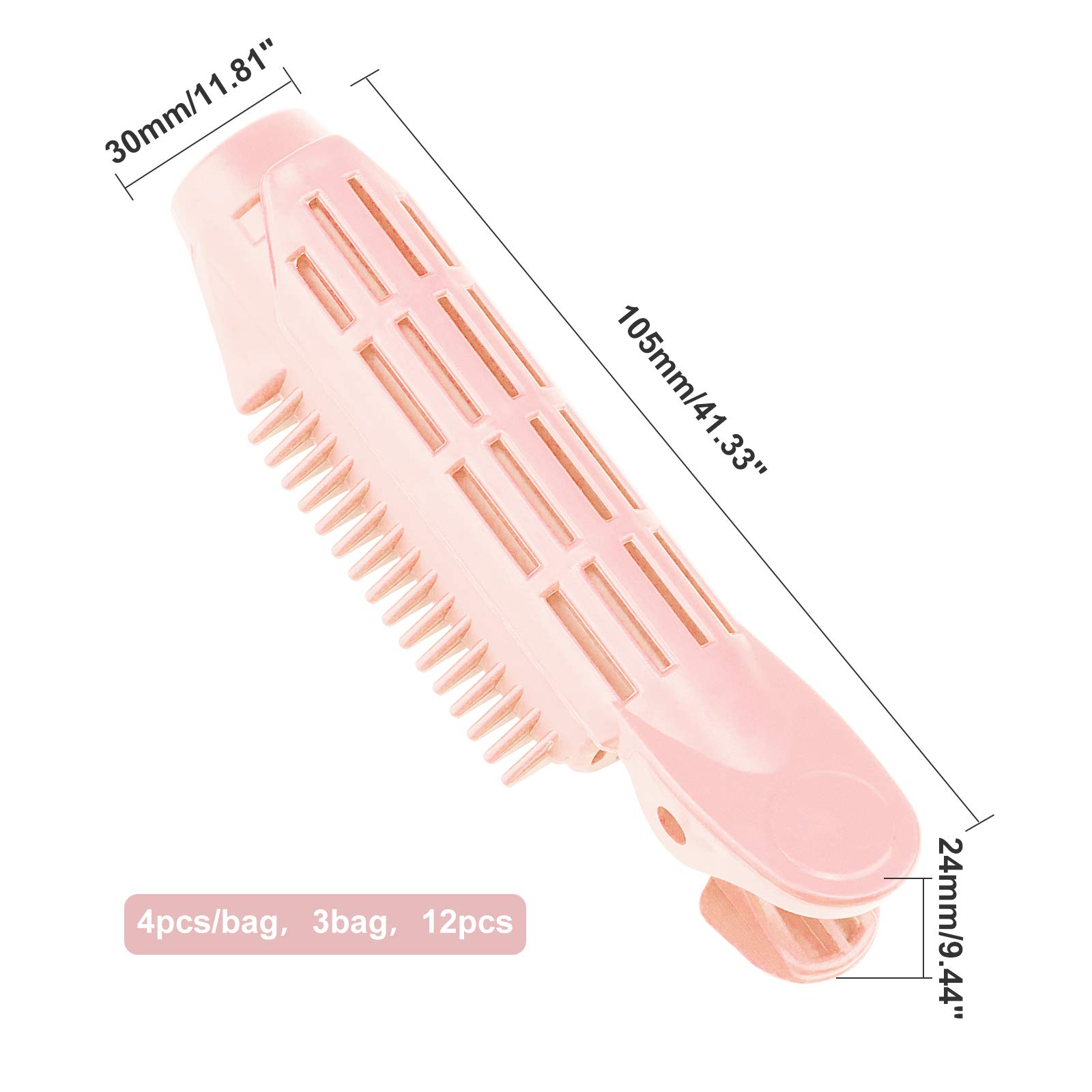 SUPERFINDINGS 12pcs Natural Fluffy Hair Clips for Women - 4.13x1.18x0.94 Inch Light Salmon Volumizing Root Clips with Self-Grip | Perfect for Styling, Updos, and Adding Volume to Thin Hair