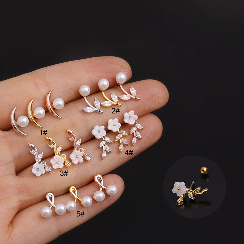 20G Cartilage Flower Stud Earrings with Pearl Accents - Dainty Floral Ear Jewelry for Women | Perfect for Everyday Wear, Parties & Special Occasions