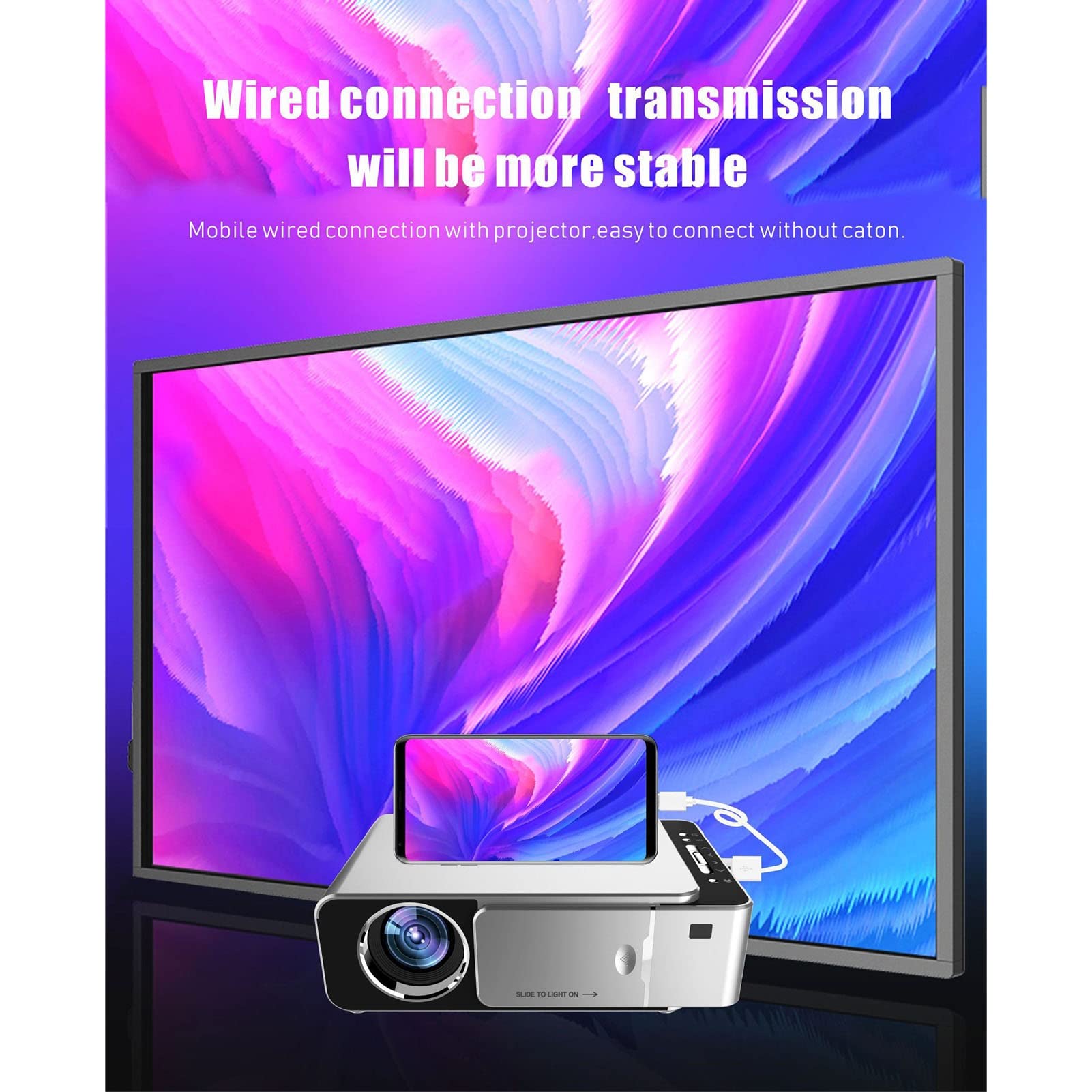 CYLZRCl WiFi Bluetooth Projector - Portable Android Smart Mini Theater, HD LED Home Projector for Movies & Gaming | Wireless Streaming, Phone Screen Mirroring | Perfect for Home Cinema, Outdoor Camping & Office Presentations