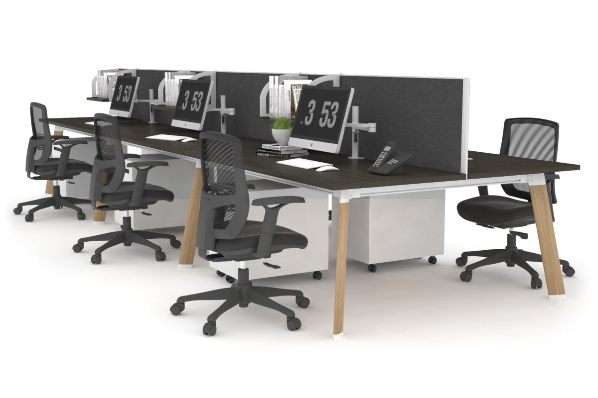 6-Person Wooden Workstation with Switch - 1800L x 700W Office Desk for Team Collaboration & Conference Meetings