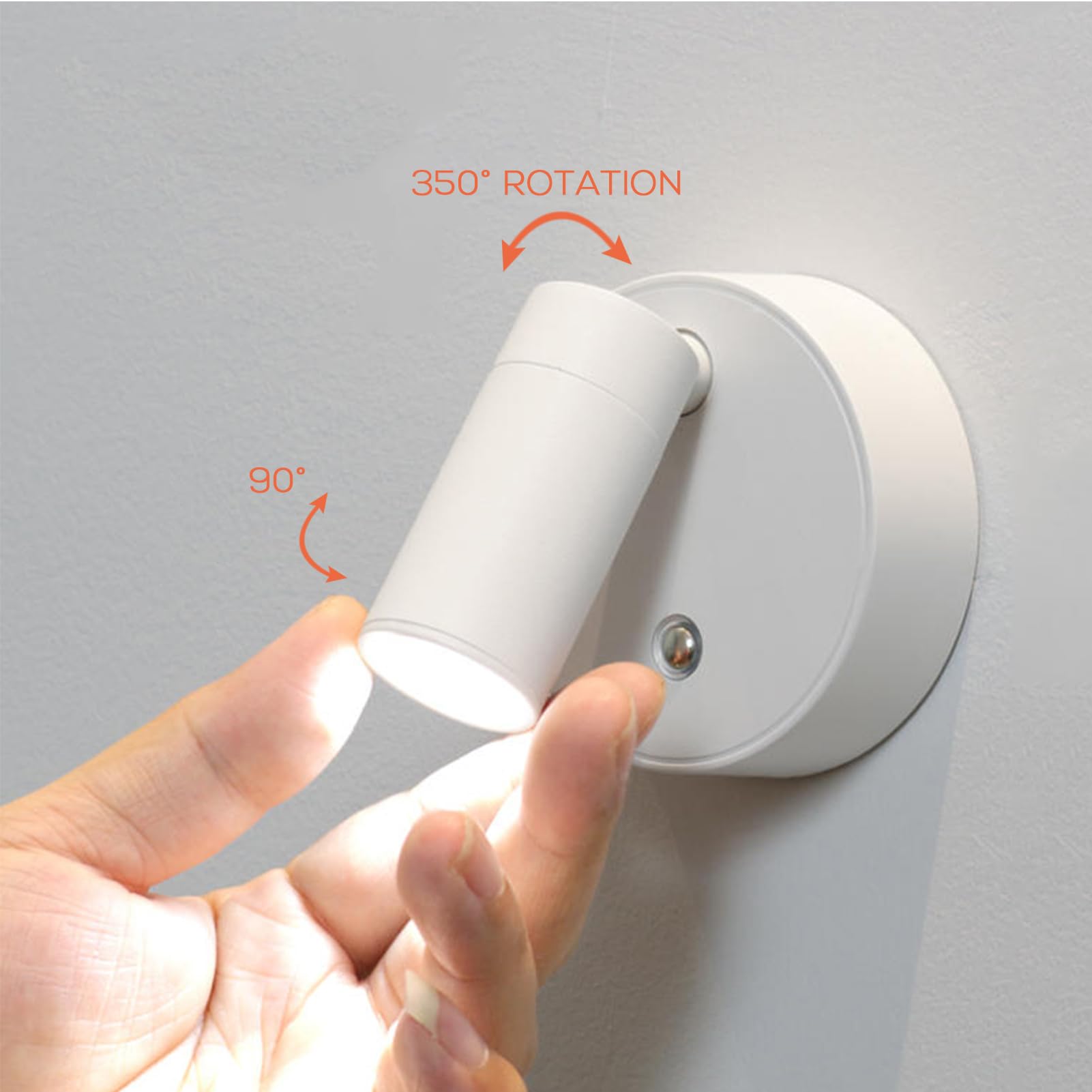 USB-C Rechargeable Magnetic Wall Mounted LED Night Light - 350° Rotation, Adjustable Brightness, Touch Control - Perfect for Kids' Bedroom, Study Desk, Closet & Reading Nook