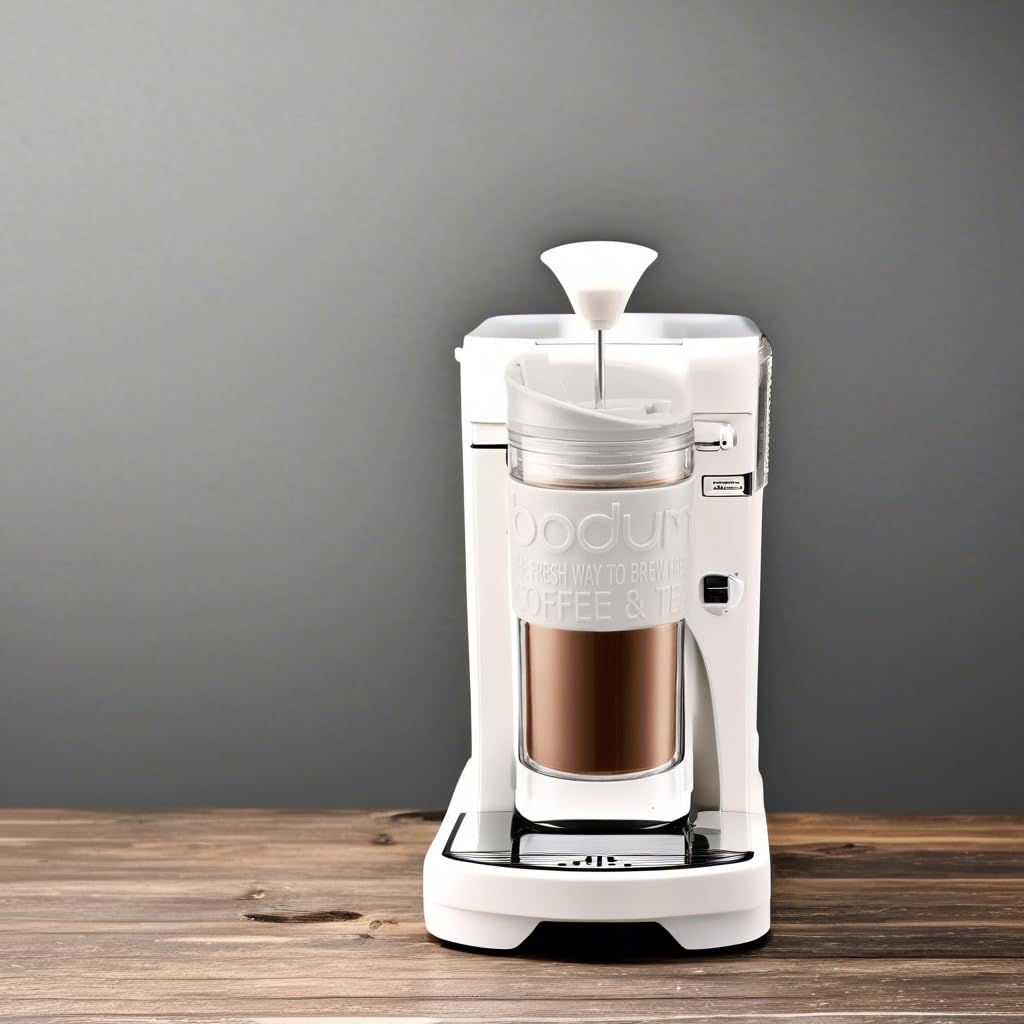 Bodum Travel Press Coffee Maker – Double Wall Insulated, 12 oz (0.35L) Portable French Press with Flip Top Lid – Perfect for Camping, Office & On-the-Go Coffee Lovers (Off White)