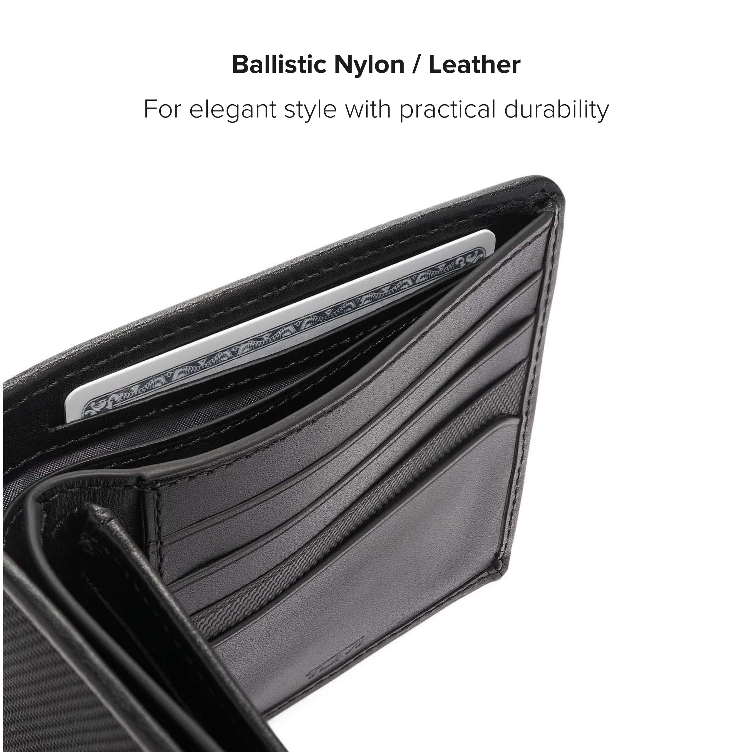 TUMI Alpha Global Center Flip Passcase Wallet for Men - Slim RFID Blocking Leather Billfold with Organized Compartments & Hidden Pocket - 3.8