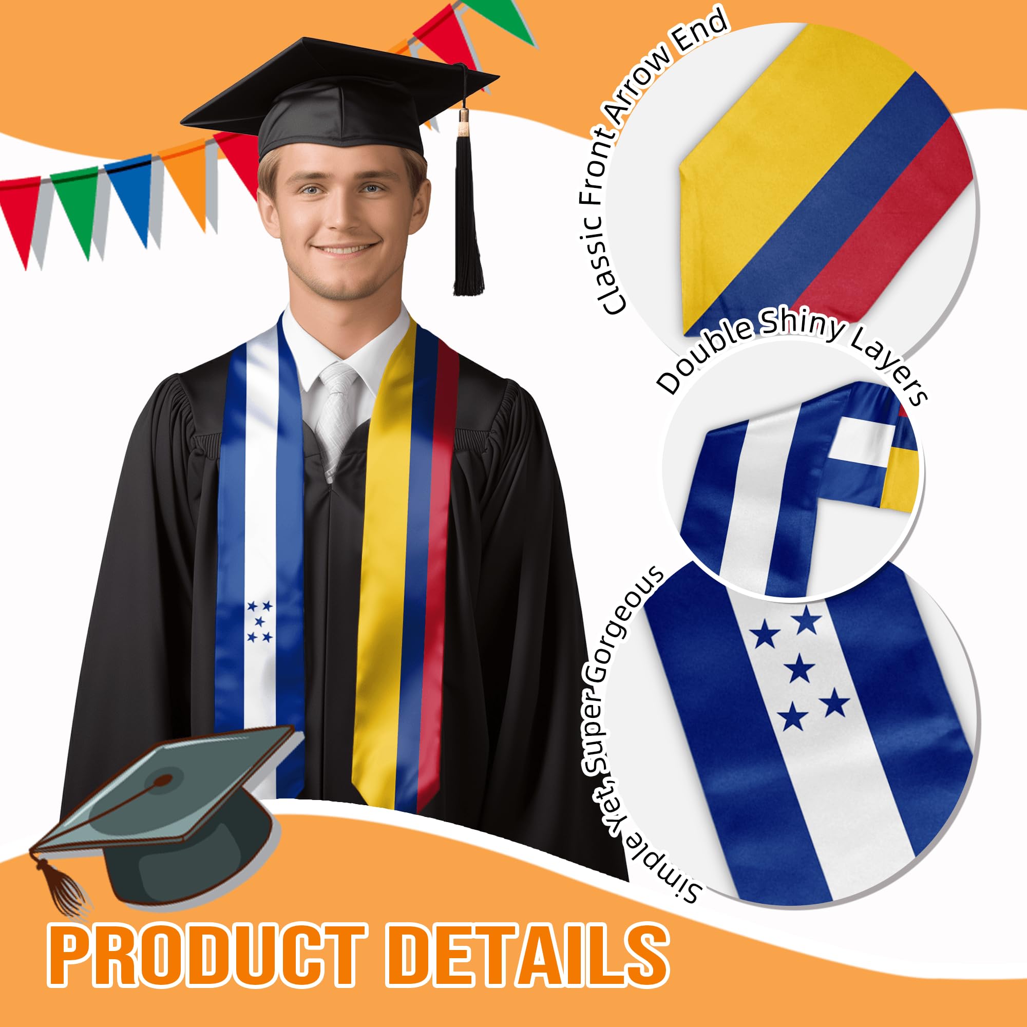 Multicultural Graduation Stoles - International Flag Sash for Graduation Ceremony - Perfect Graduation Gift for Diverse Students - Ideal for Commencement, Cultural Events & Pride Celebrations