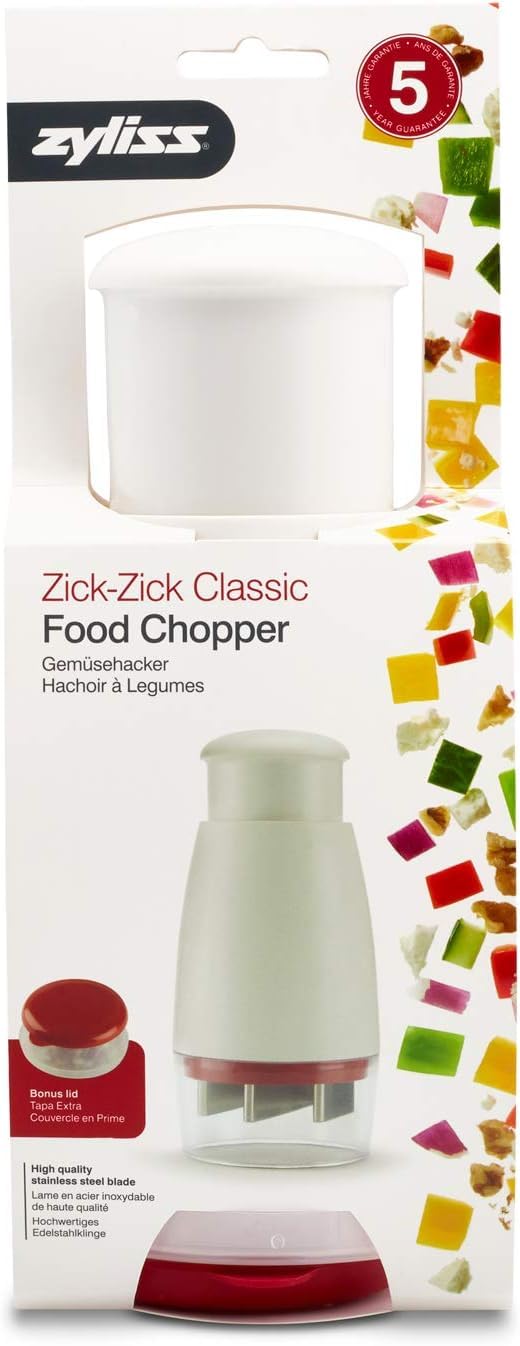 Zyliss Zick Zick Classic Manual Food Chopper - Stainless Steel Vegetable Dicer for Onions, Tomatoes & More - Dishwasher Safe, 9