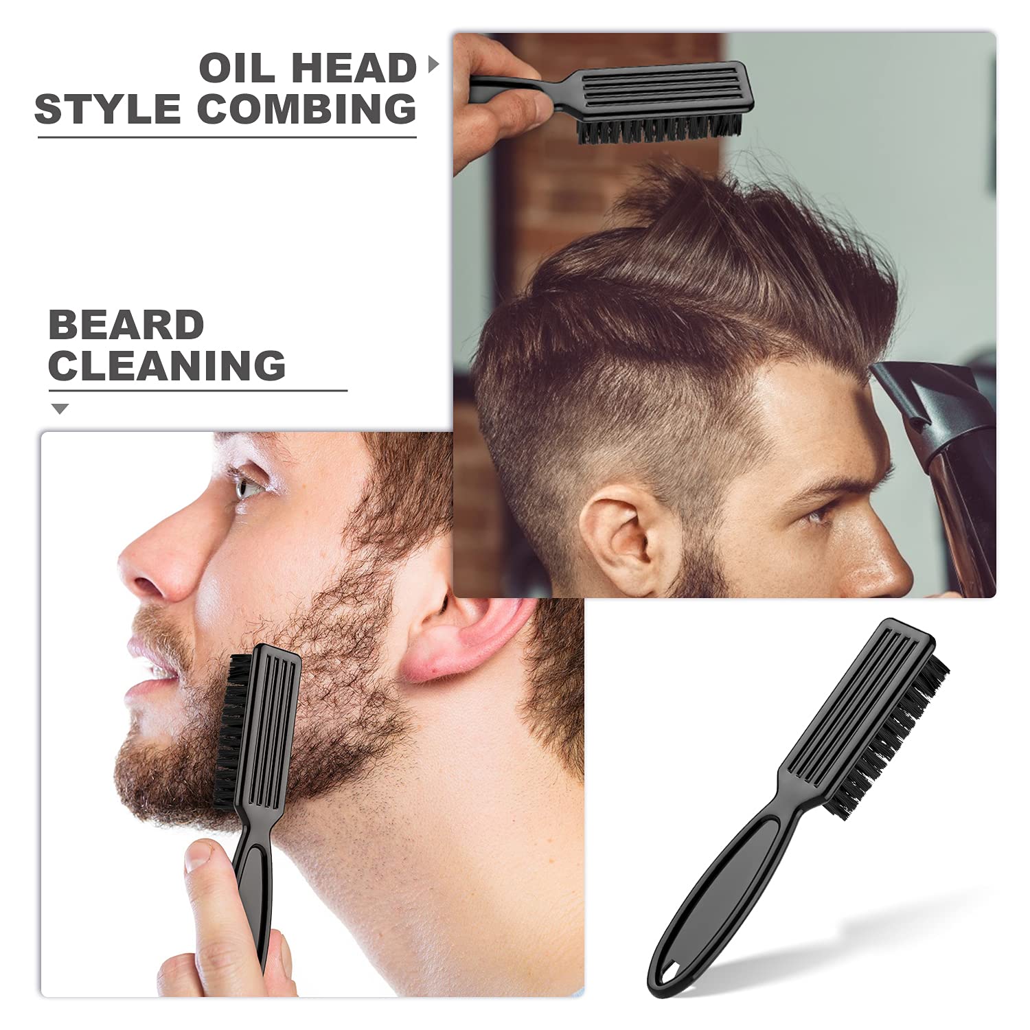 BEATURE 6-Piece Barber Blade Cleaning Brush Set - Professional Clipper & Trimmer Cleaning Brushes for Men's Hair Styling Tools (Black & White) - Perfect for Salon, Home Grooming & Barber Shop Maintenance