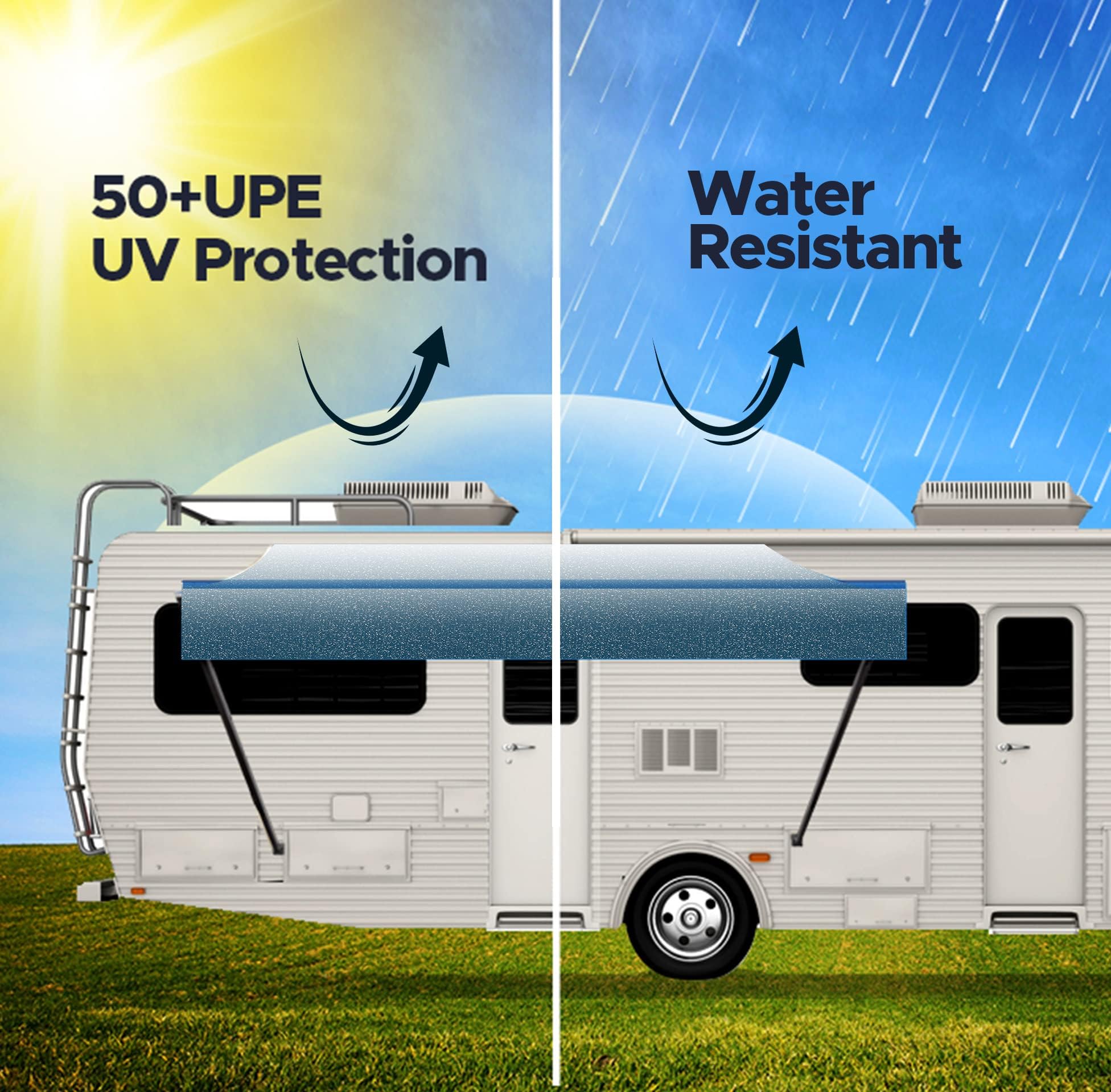 SunWave Premium Vinyl RV Canopy Replacement - 21ft Heavy-Duty Awning Fabric in Ocean Blue Fade | Perfect for RV Camping, Outdoor Patio & Travel Trailers