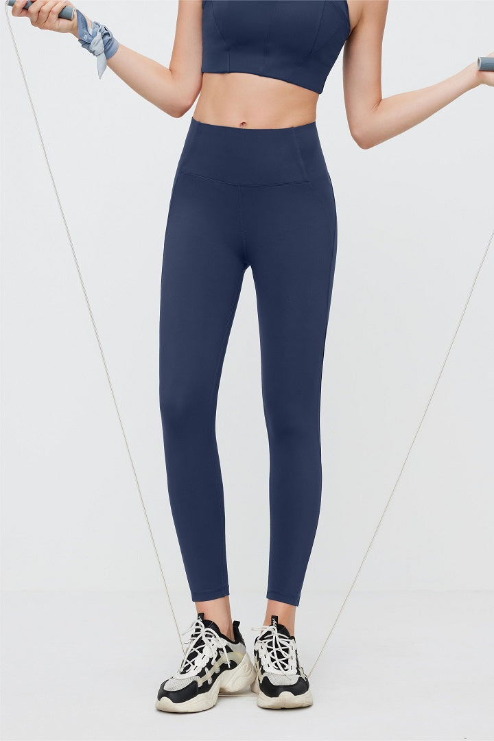 HiTense™ 7/8 High Waist Leggings with Side Mesh Panels - Women's Workout Yoga Running Compression Pants for Gym, Fitness & Everyday Wear