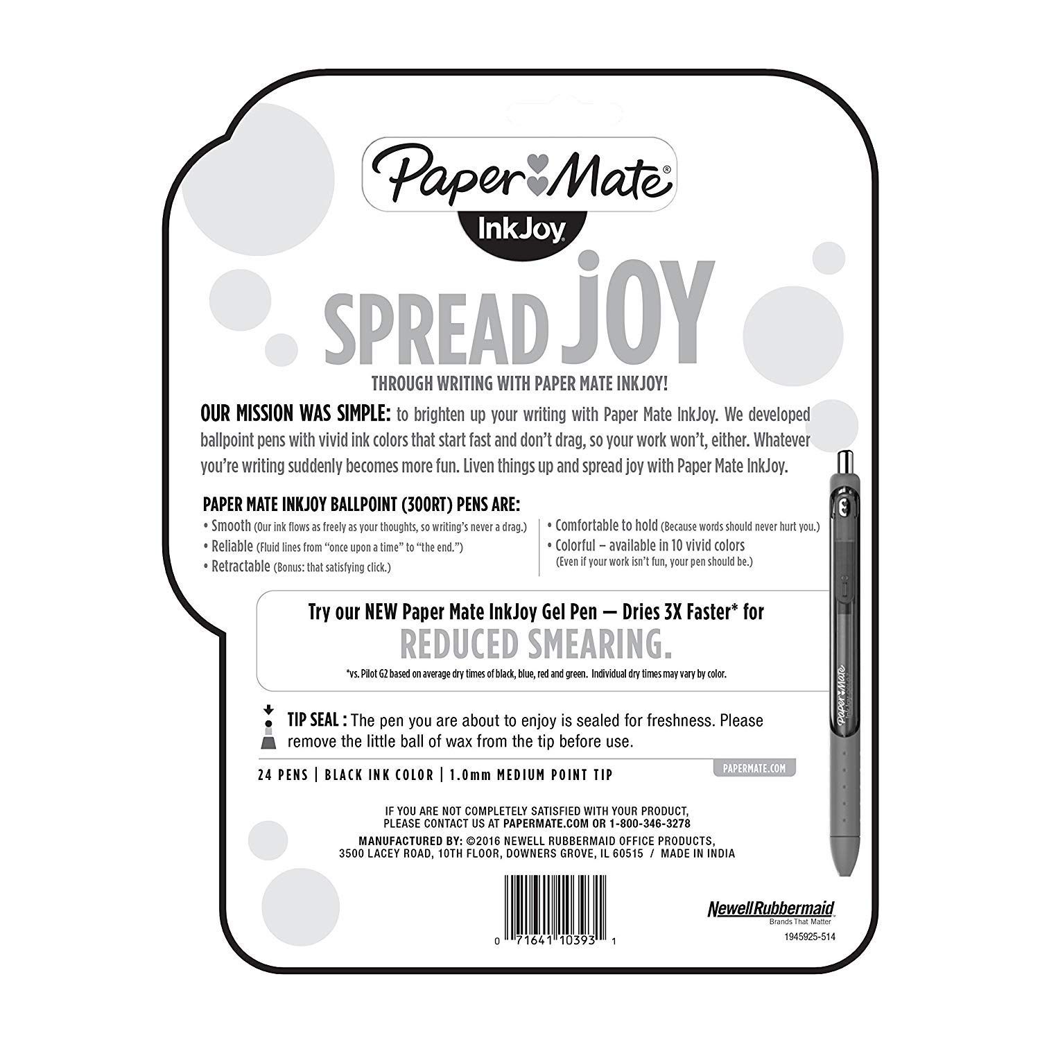 Paper Mate InkJoy 300RT Retractable Ballpoint Pens - Medium Point (1.0mm), Black Ink, 24 Count (5 Packs) - Smooth Writing for Office, School, Note Taking & Gift Giving