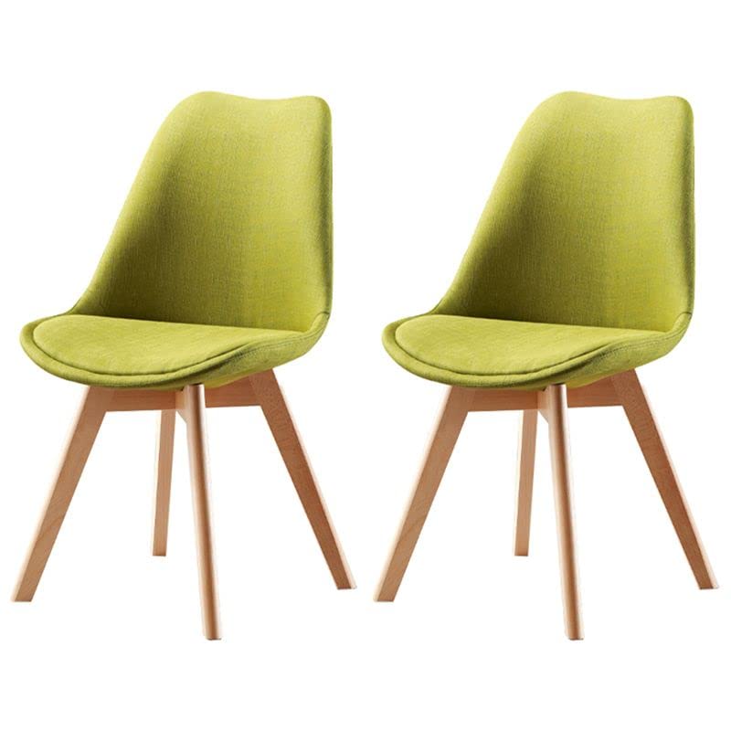 Modern Upholstered Dining Chairs Set of 2 - Armless Side Chairs with Metal Wood Legs for Home, Office Conference Room, Milk Tea Shop - Comfortable Pea Green Kitchen & Restaurant Seating Furniture