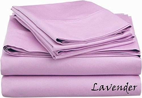 600-Thread-Count Egyptian Cotton Sateen 4-Piece Bed Sheet Set - Full/Double Size with 10-Inch Deep Pockets - Lilac/Lavender Solid Color - Ultra Soft Luxury Bedding for Hotels, Guest Rooms & Master Bedrooms