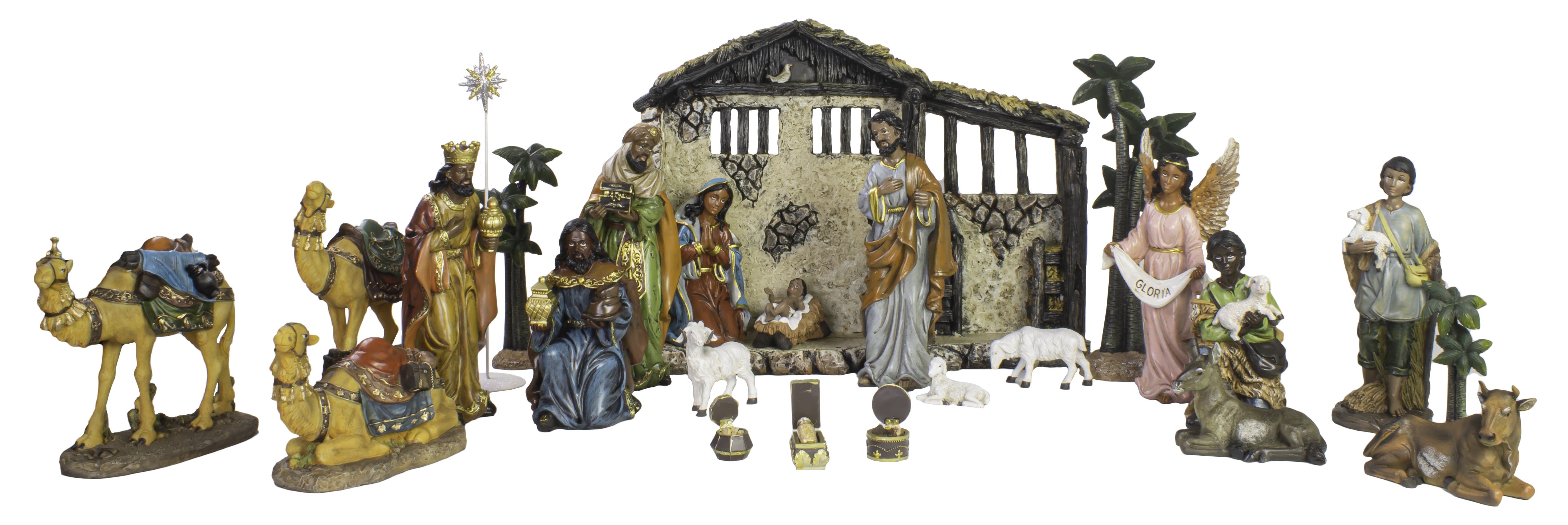 24-Piece Black Nativity Scene Set - Handcrafted Christmas Decoration for Home, Church & Holiday Displays