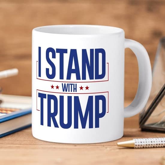 I Stand With Trump 20 oz Ceramic Coffee Mug - Large Insulated Tea Cup for Home, Office & Political Supporters | Perfect for Hot Beverages & Conservative Gift Ideas