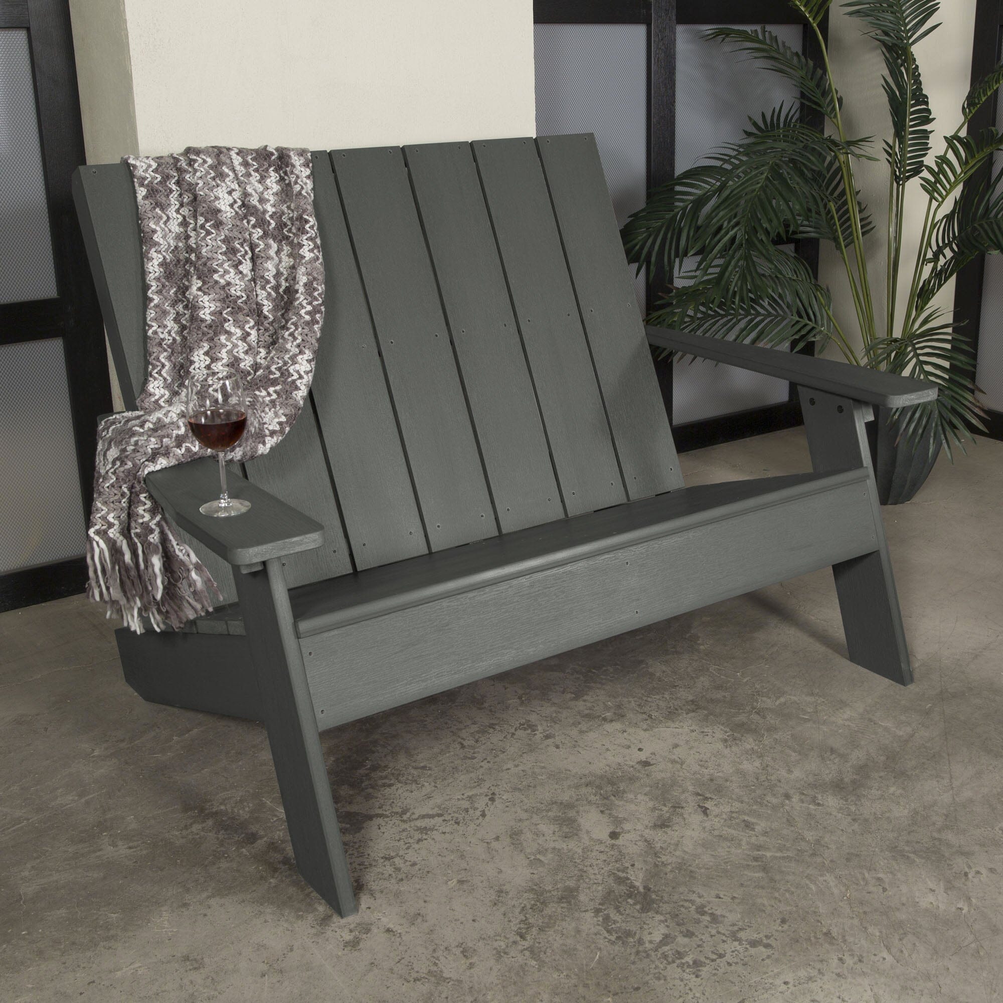Refurbished Italica Modern Double Wide Adirondack Chair - Outdoor Patio Furniture for Garden, Poolside & Backyard Relaxation
