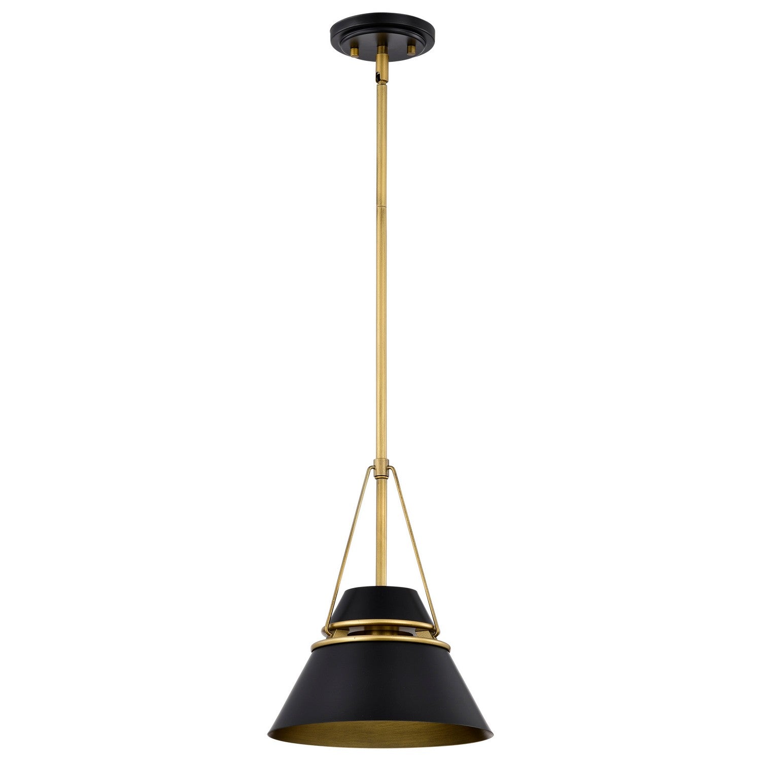 Adina 10 Inch Modern Pendant Light Fixture - Matte Black & Natural Brass Finish for Kitchen Island, Dining Room, or Bedroom Lighting