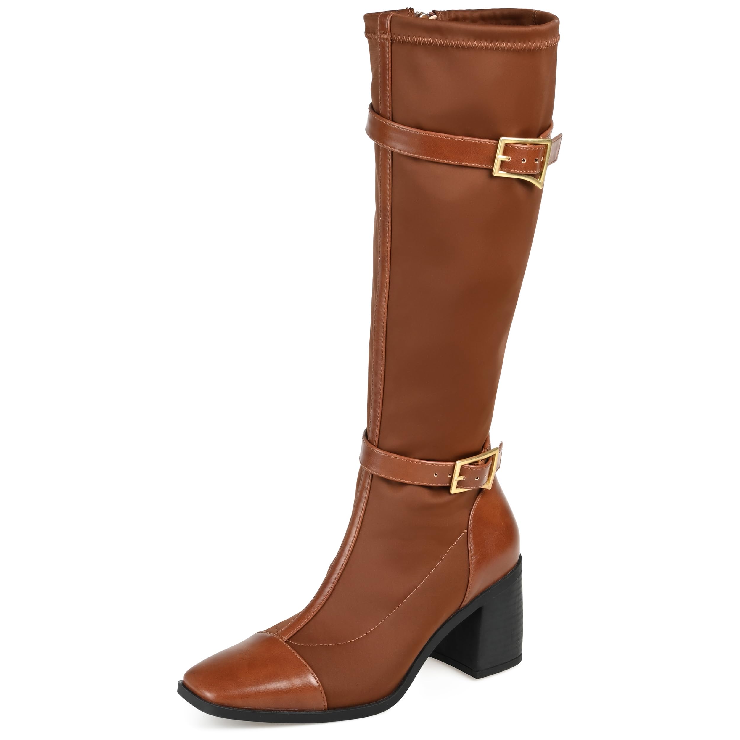 Journee Collection Women's Gaibree Faux Leather Knee High Boots - Stylish & Comfortable Tall Boots for Fall & Winter Fashion, Office Wear & Night Out