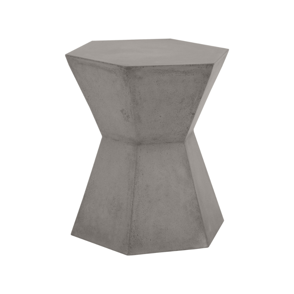 Modern Bento Slate Gray Concrete Outdoor Accent Table - Durable Weather-Resistant Patio Side Table for Garden, Poolside & Balcony Decor