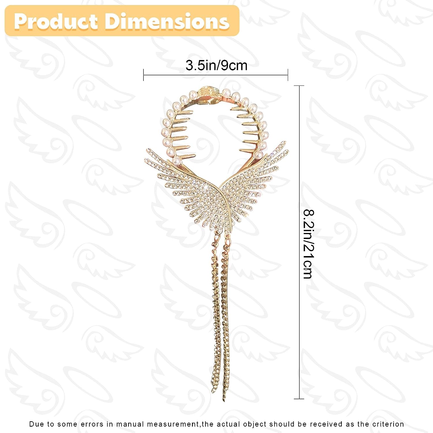 VSAKSH Rhinestone Hair Claw Clip - 1Pcs Fashion Hair Accessories for Women & Girls, Ponytail Holder with Tassel for Party, Wedding, Daily Use