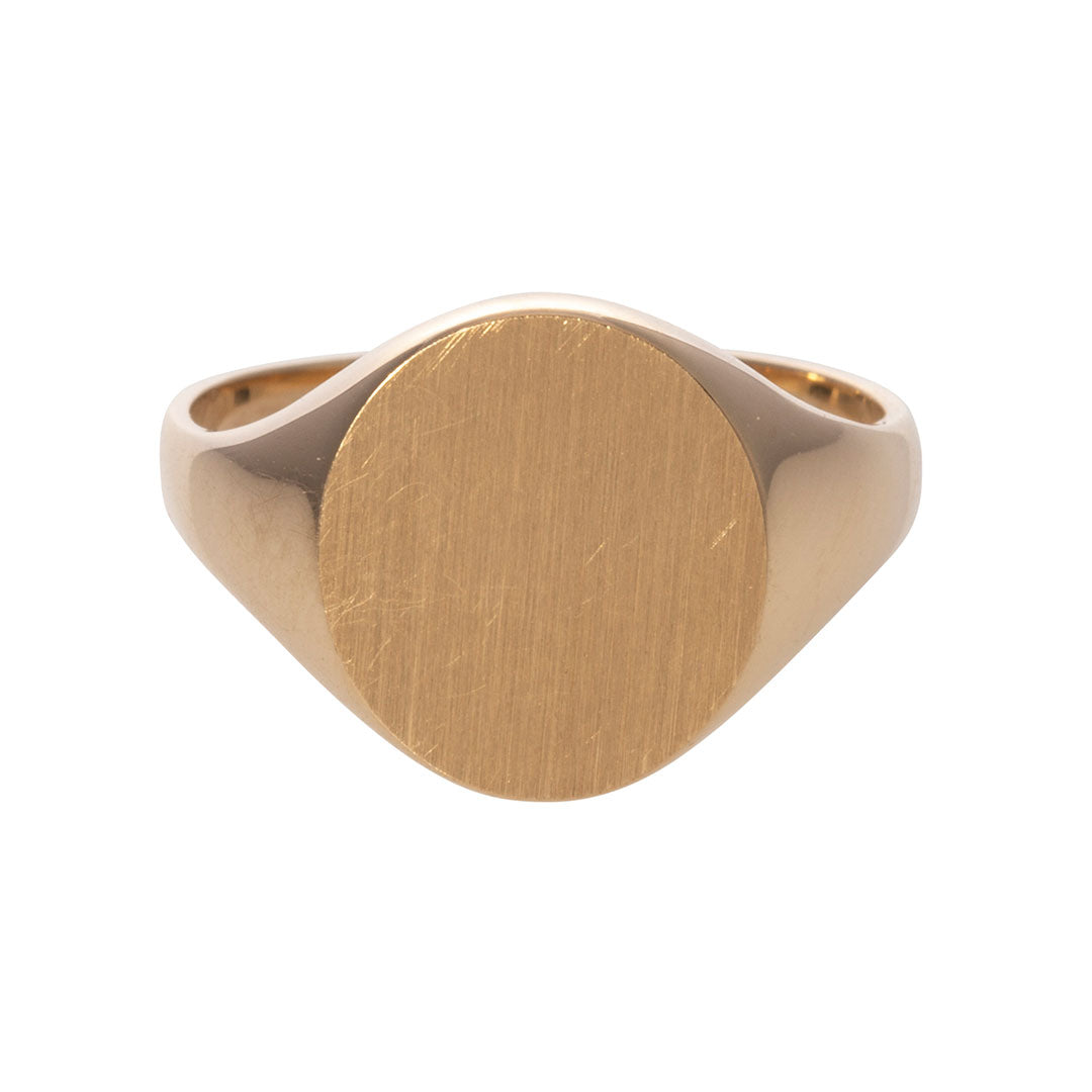 14K Yellow Gold 12x10mm Oval Signet Ring for Women - Elegant Personalized Jewelry Gift for Wedding, Anniversary & Special Occasions