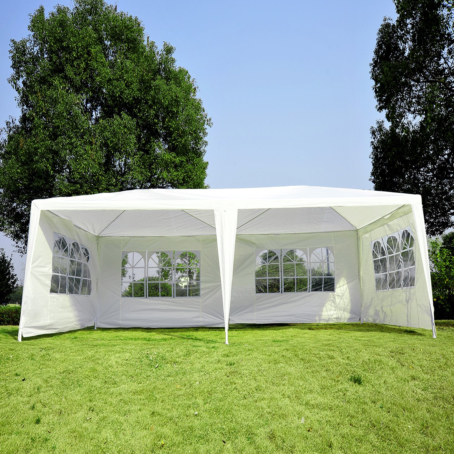 Outsunny 10' x 20' White Gazebo Canopy Party Tent with 4 Removable Side Walls - Perfect for Outdoor Weddings, Picnics, and Backyard Gatherings