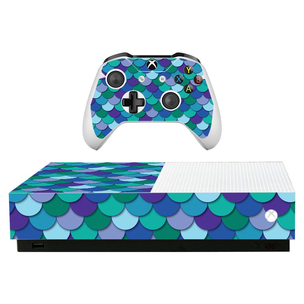 MightySkins Protective Vinyl Skin for Microsoft Xbox One S All-Digital Edition - Blue Scales Design | Durable Decal Wrap Cover | Easy to Apply & Remove | Made in USA | Perfect for Gaming Setups & Personalization