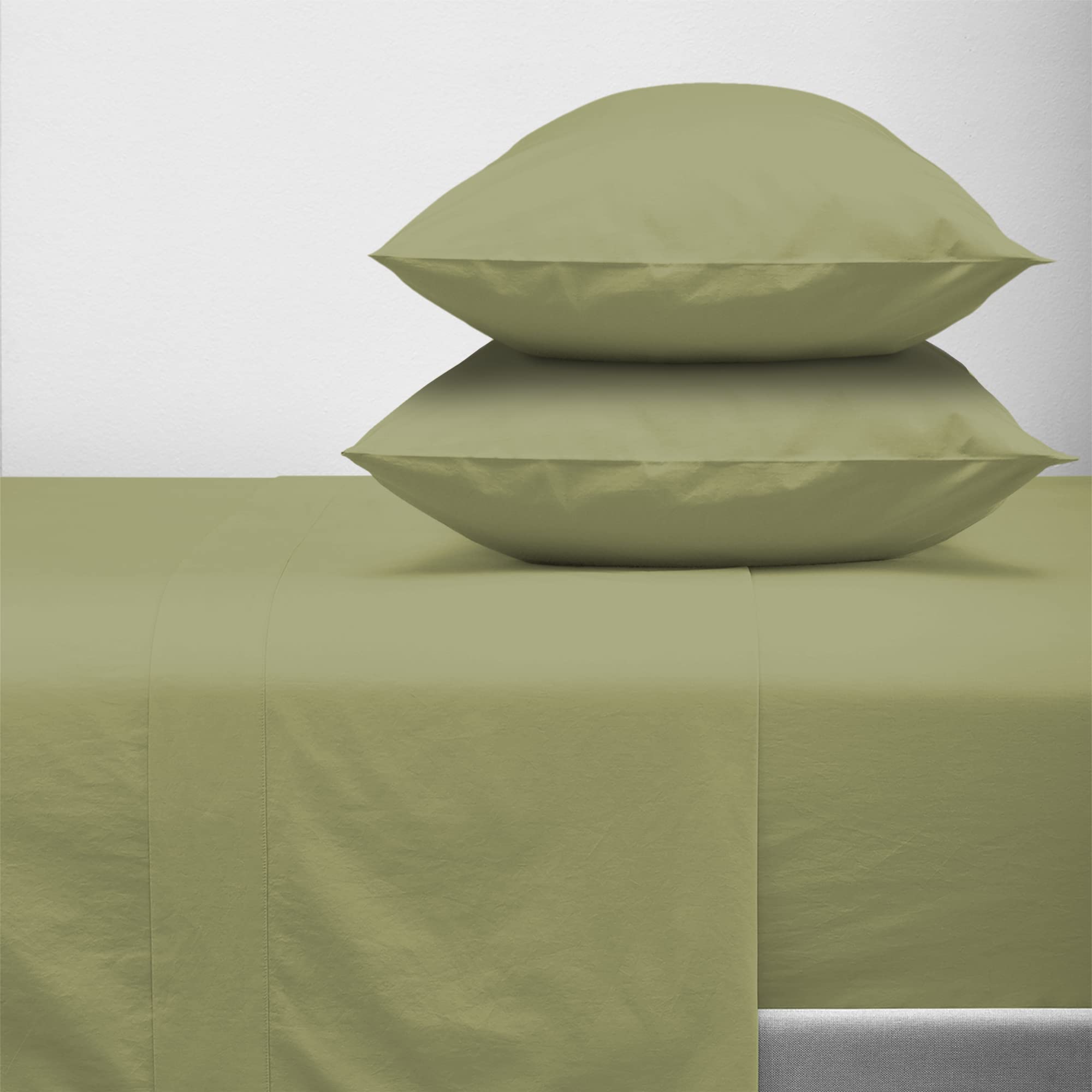 Premium 700 Thread Count 100% Cotton Twin Bed Sheets Set (Sage Green, 4-Piece) - Ultra Soft & Smooth Sateen Weave with 15