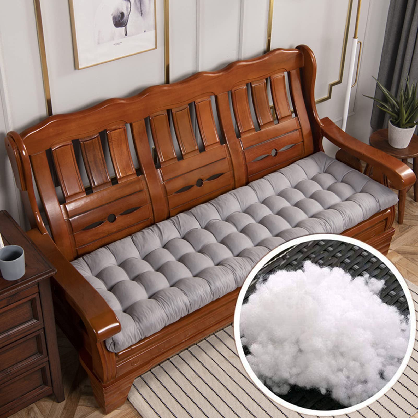 Premium Garden Bench Cushion - Thick Seat Cushion with Ties for Patio Chairs - 100% Polyester Indoor/Outdoor Furniture Cushion Cover - Perfect for Backyard, Deck, Porch & Poolside Relaxation