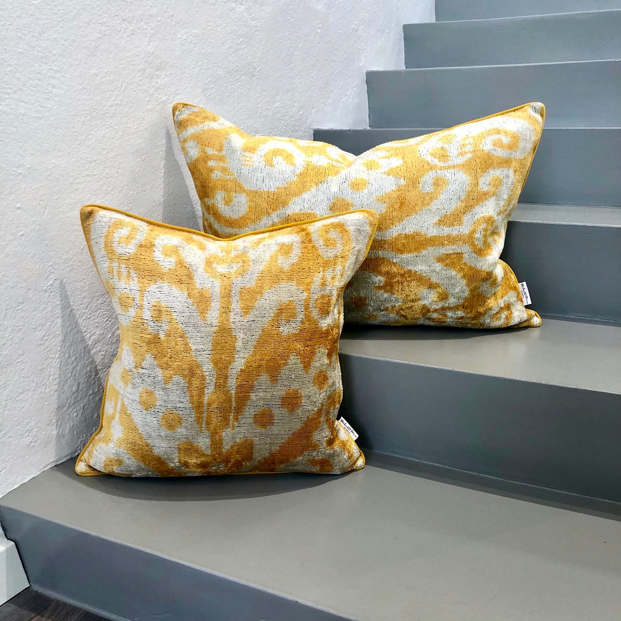 Luxury Velvet Ikat Cushion Cover - Bohemian Decorative Throw Pillow for Sofa & Bed - Perfect for Living Room, Bedroom & Home Decor