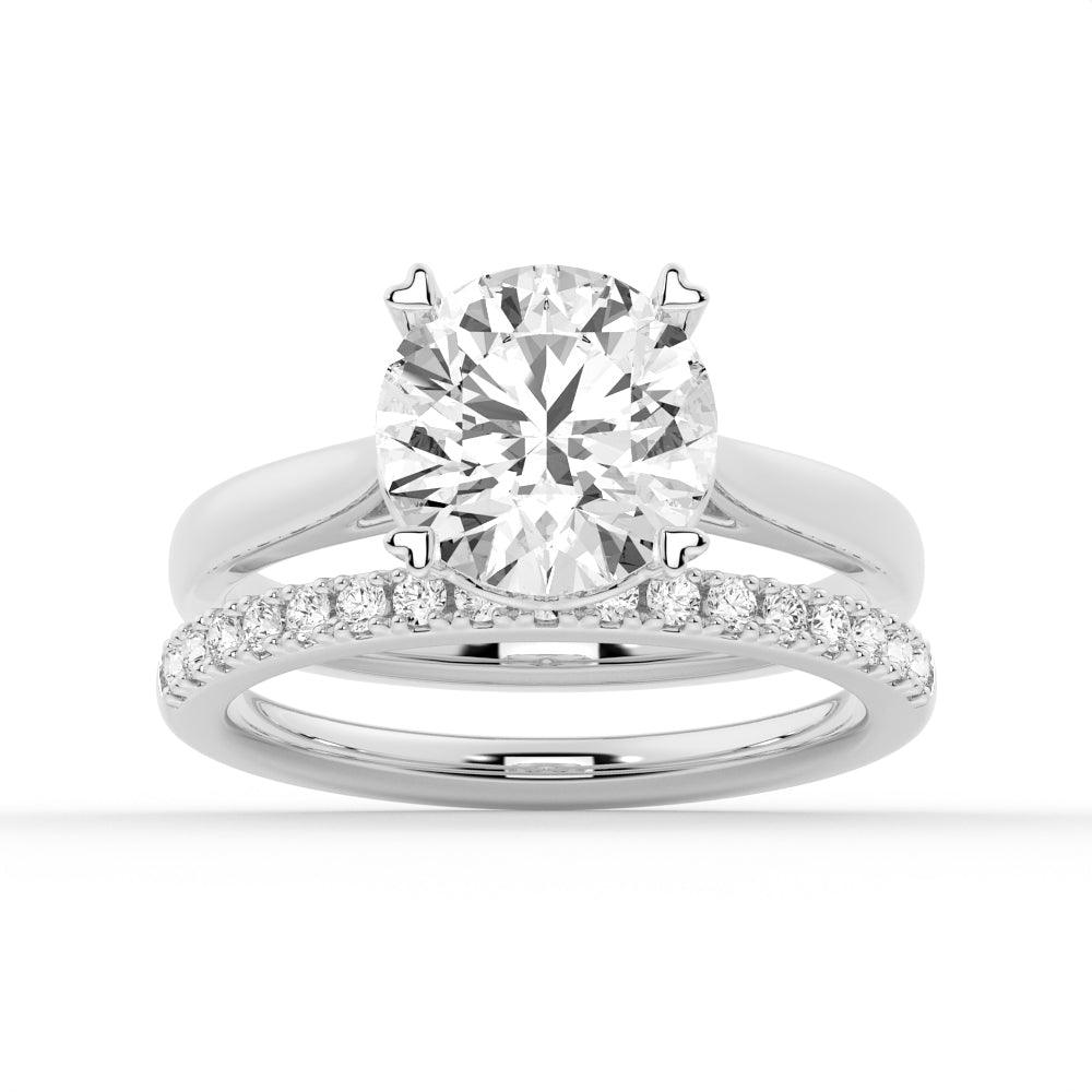 Secret Solitaire Round Moissanite Engagement Ring - 1.5ct Halo Diamond Wedding Band for Women, 14K White Gold Promise Ring for Her | Perfect Proposal Gift, Anniversary & Valentine's Day Jewelry