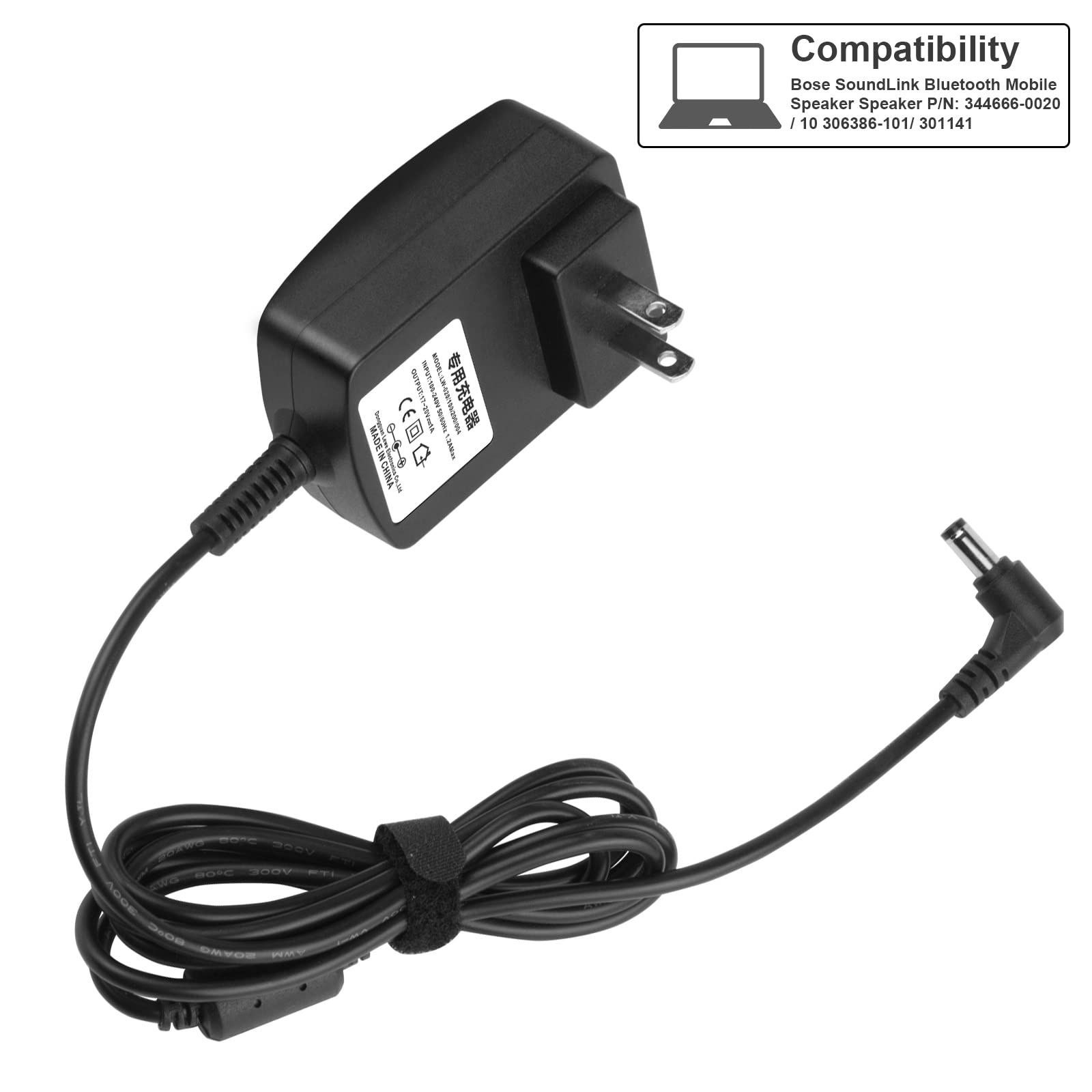 Bose SoundLink I II III 1 2 3 Wireless Speaker AC/DC Power Adapter - 17V-20V Replacement Charger Cord for SoundLink Mobile Speaker System (Models 10 306386-101 369946-1300 301141 404600 414255) - Perfect for Home, Office & Travel Use