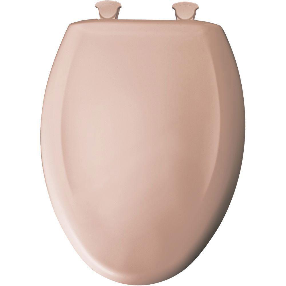 Bemis Elongated Closed Front Plastic Toilet Seat - Soft Peach Coral Color, Durable & Easy to Clean, Ideal for Bathroom Upgrade & Home Renovation