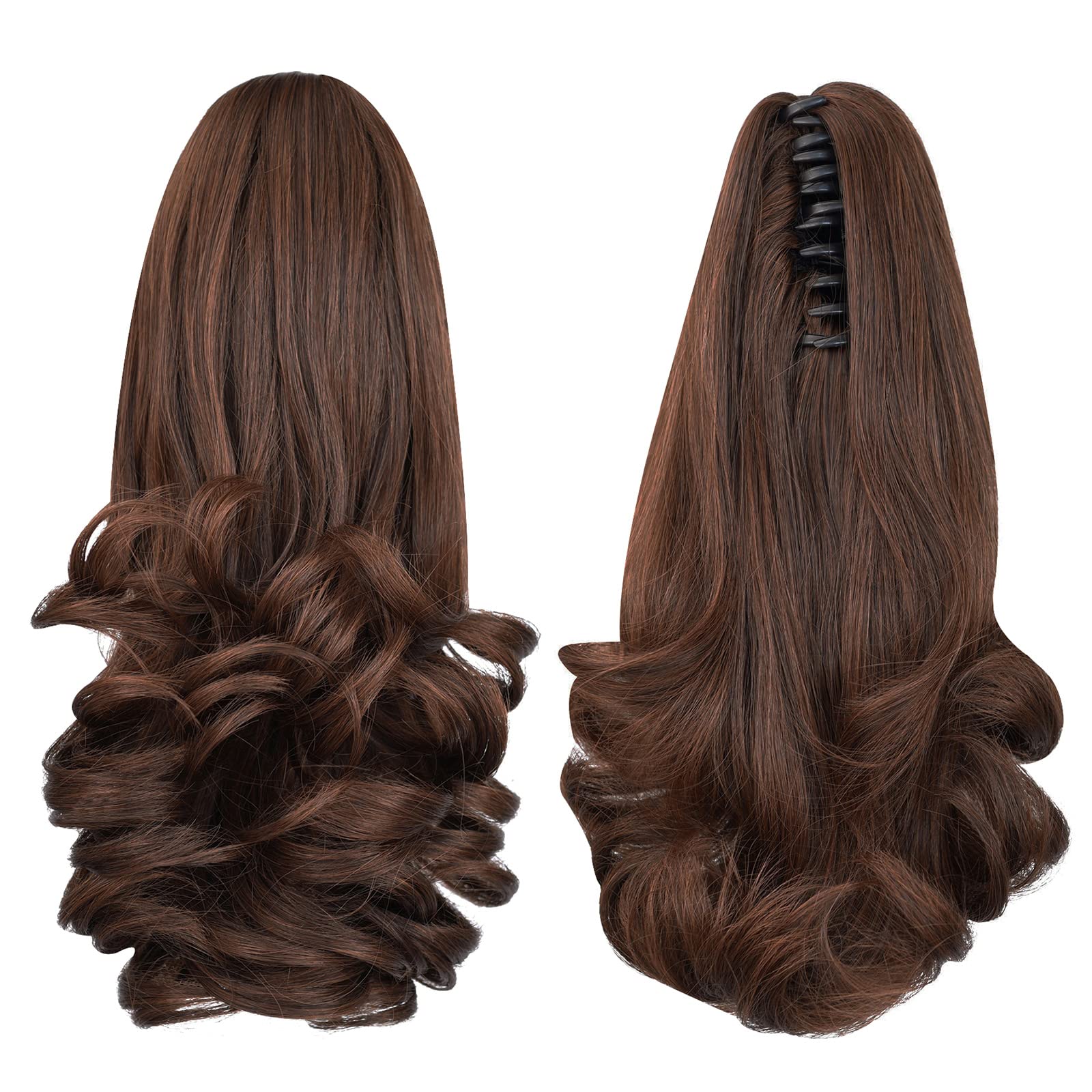Natural Straight Ponytail Hair Extension with Claw Clip - Seamless Blonde Brown Black Hairpiece for Women - Perfect for Parties, Weddings & Everyday Styling