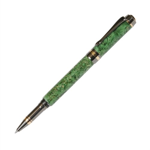 Lanier Pens Elite Rollerball Pen - Premium Gun Metal Finish with Green Box Elder Wood Accent - Ideal for Office, Business Gifts & Luxury Writing Experience